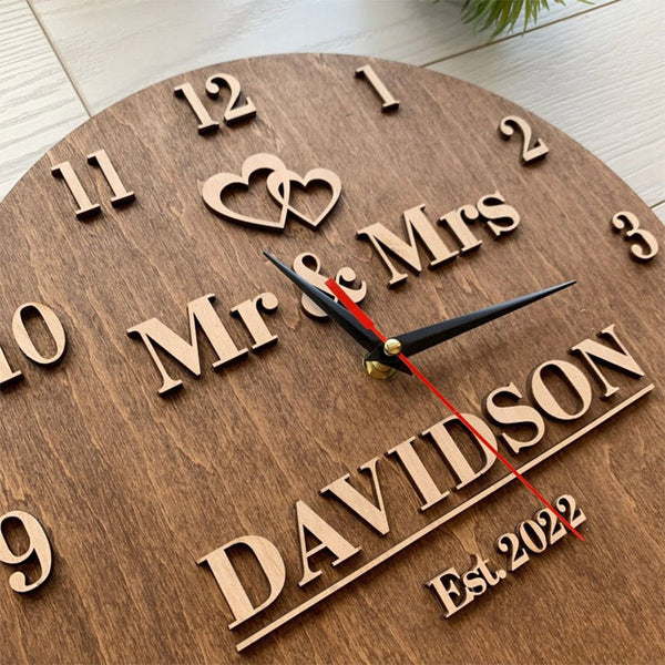 Custom Wall Clock, Personalized Family Name Clock