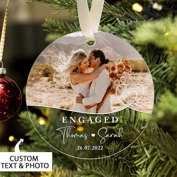 Personalized Engaged Ornament, Engaged First Christmas