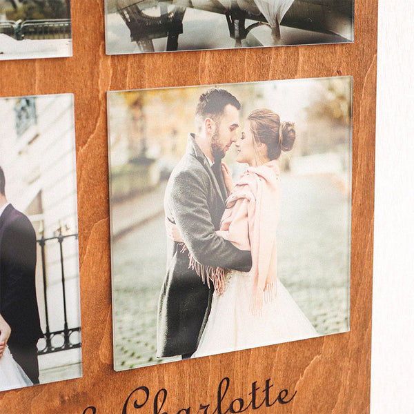 Custom Photo on Acrylic, Wood Frame with your photos, Anniversary Gift for Husband, Photo Print Plaque