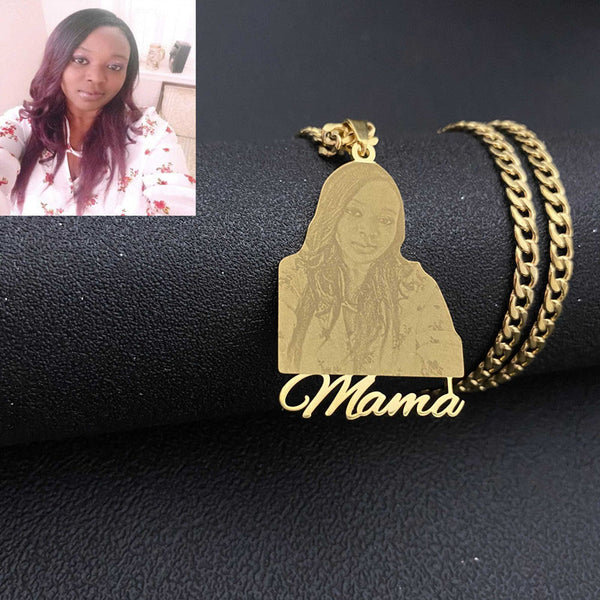 Picture Engraved Necklace Pendant Charm Locket 18K Gold | Photo Necklace