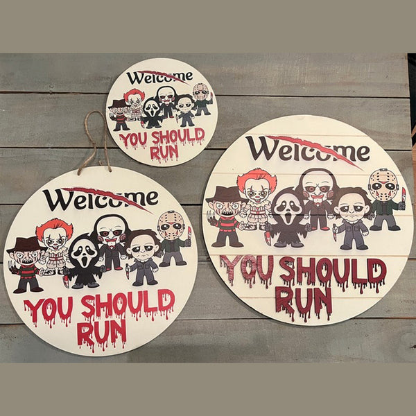 Horror Characters Door Sign, Halloween Door Hanger