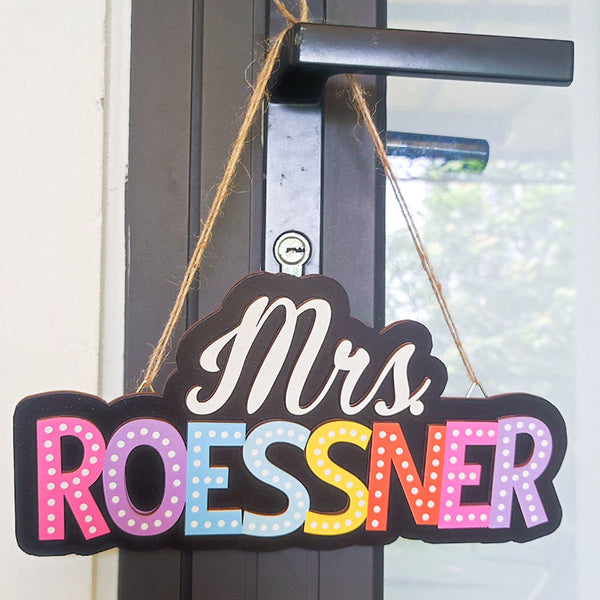 Personalized Rainbow Teacher Name Sign For Door, Teacher Appreciation Gifts