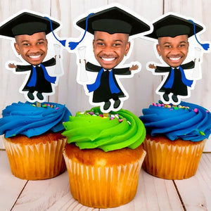 Printable Graduation Photo Cupcake Toppers, Graduation Party Face Cupcake Toppers