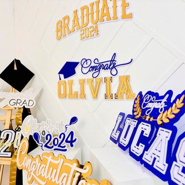 Graduation Name Sign, Graduation Party Backdrop Decoration,Class of 2024