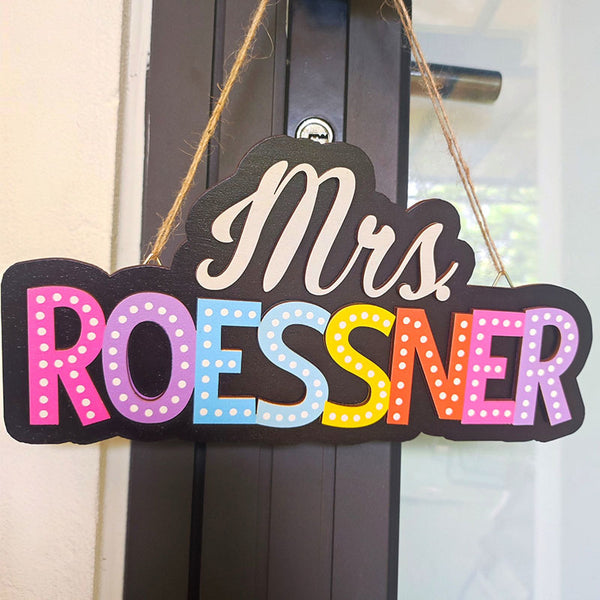 Personalized Rainbow Teacher Name Sign For Door, Teacher Appreciation Gifts