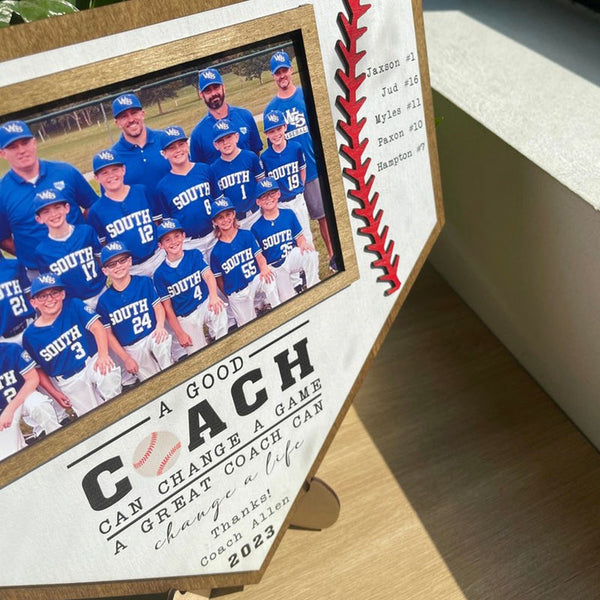 Custom Baseball Coach Wooden Sign,Team Photo Hanging Plaque, End of Season Manager Gift