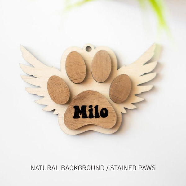 Angel Wings Dog Paw Ornament Personalized Christmas Ornament Pet Cat