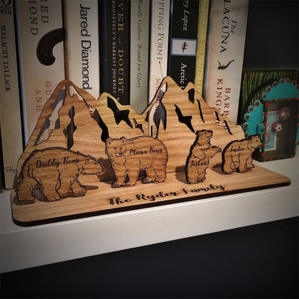 Personalised family bear scene, Christmas gift from kids