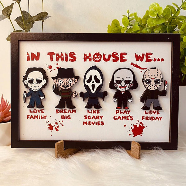 Halloween horror 3D wooden frame sign