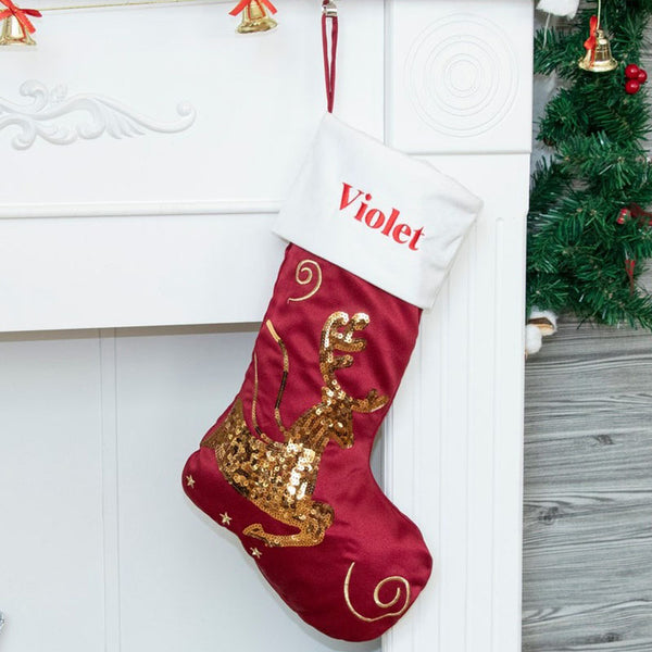 Christmas Stockings Personalized Velvet Sequin Holiday Ornaments