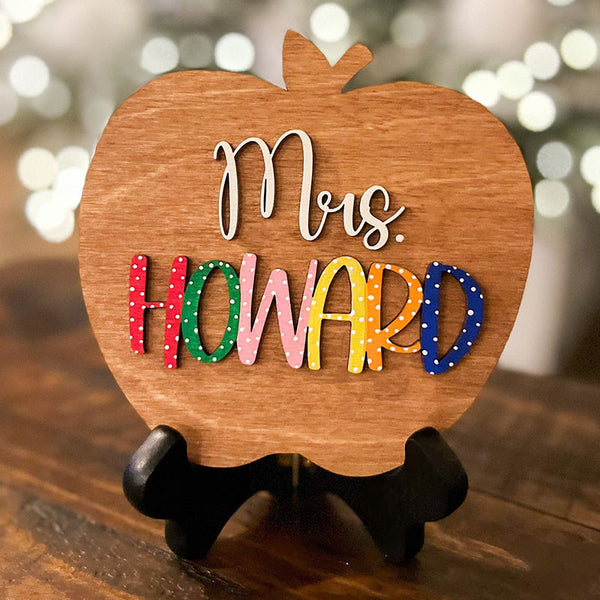 Personalized Desktop Teacher Apple Sign , Gifts for Teachers