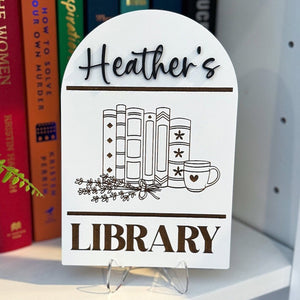 Library Sign, Personalized Library Sign, Book Shelf Decor