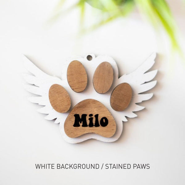 Angel Wings Dog Paw Ornament Personalized Christmas Ornament Pet Cat