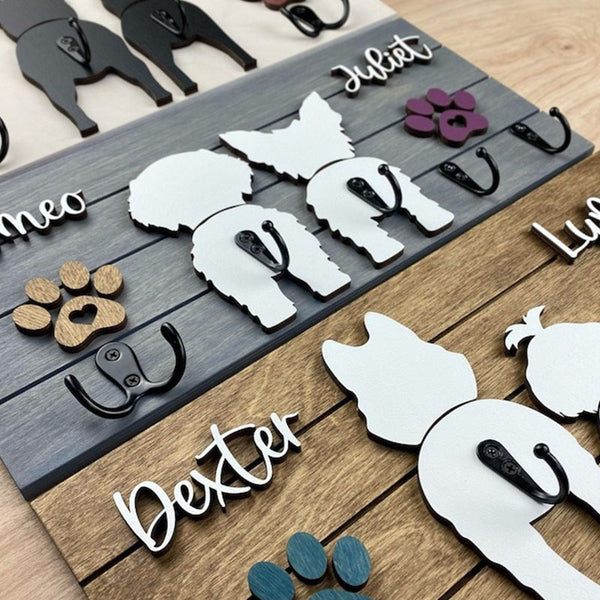 Custom Shiplap Dog Leash Holder, Personalized Leash holder, Dog Butt Leash Holder, Dog Paw Print Leash Holder