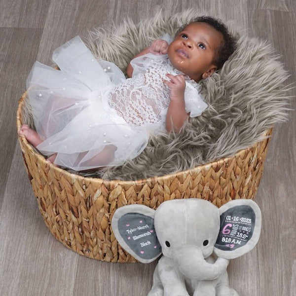 Gift for Baby Girl & New Mom,Personalized Elephant Stuffed Animal