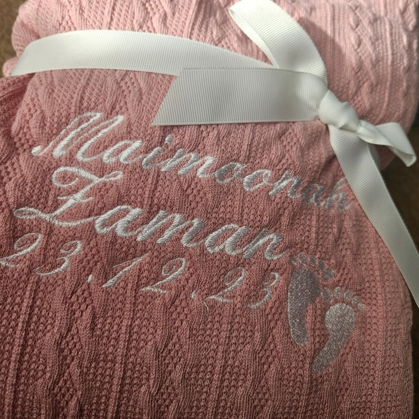 Personalised Baby/Toddler Cable Knit Blanket