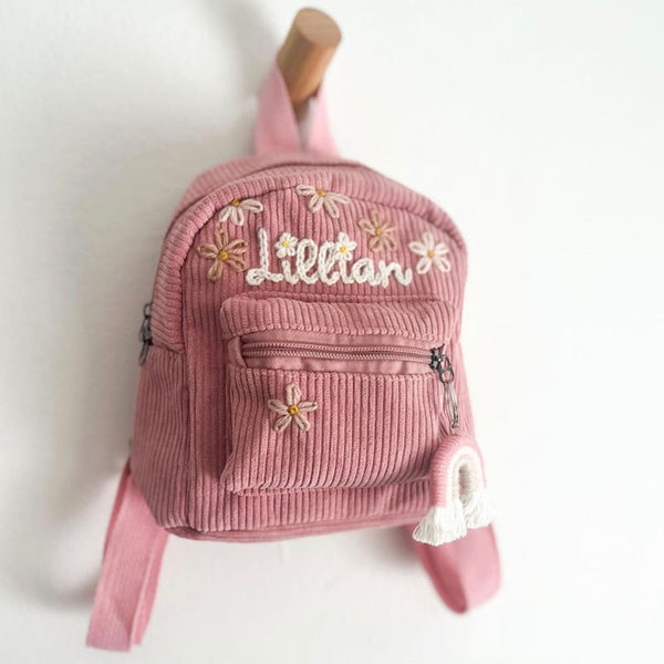 Hand Embroidered Personalised Kids Mini Backpack I Custom Kids Bag I Name Backpack