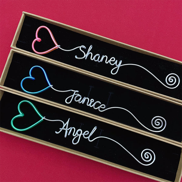 Hearts, Musical Notes, Personalized Line Name Bookmarks