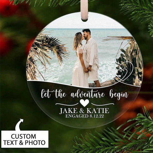 Personalized Engaged Ornament, Engaged First Christmas