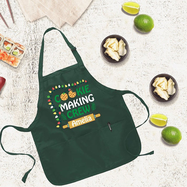 Personalized Cookie Making Crew Apron Christmas Lights Apron