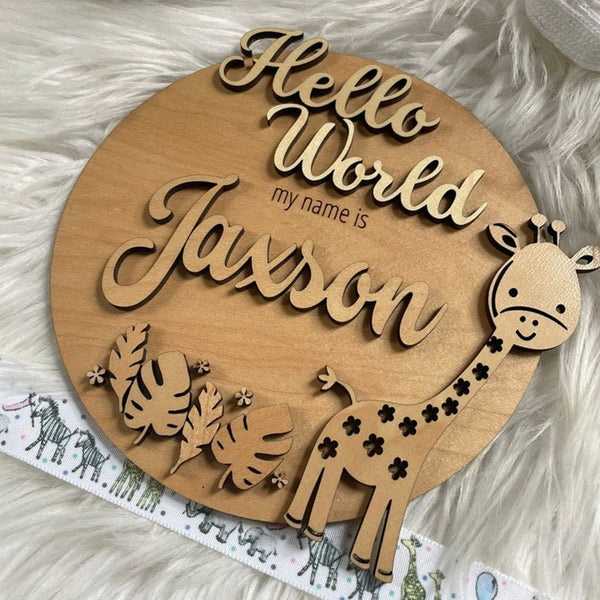 Hello World New Baby Wooden Plaque, Baby Shower Gift