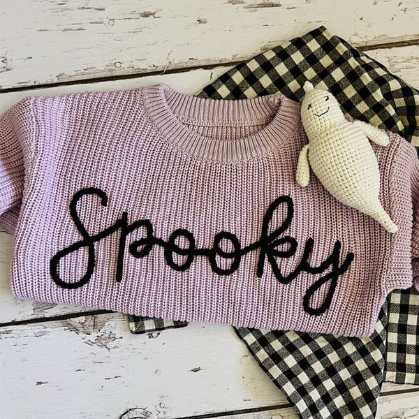 Personalized Hand Embroidered Baby and Toddler Halloween Sweaters