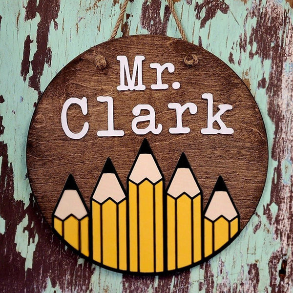 Wooden Teacher Door Hanger - Pencils, Teacher Appreciation Gift