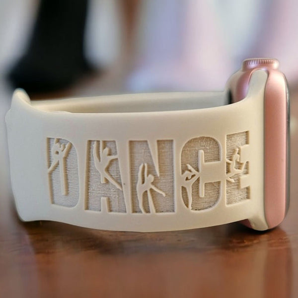 Personalized Watch Band for Apple, Samsung DANCE BALLERINA Engraved Silicone Sports Band