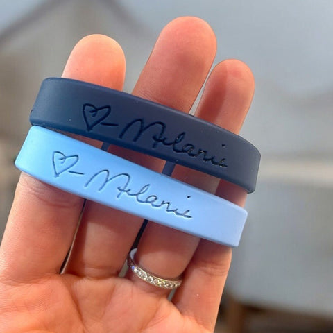 Personalized Waterproof Silicone Bracelet, Engraved Handwriting Bracelet