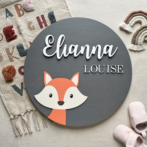 Round Wood Name Sign Baby Shower Gift Baby Name Sign