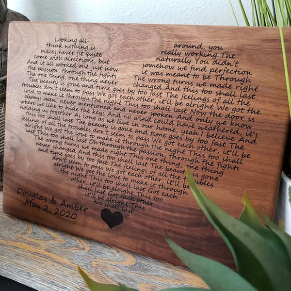 Wedding Song Lyrics Engraved, Wooden Anniversary Gift