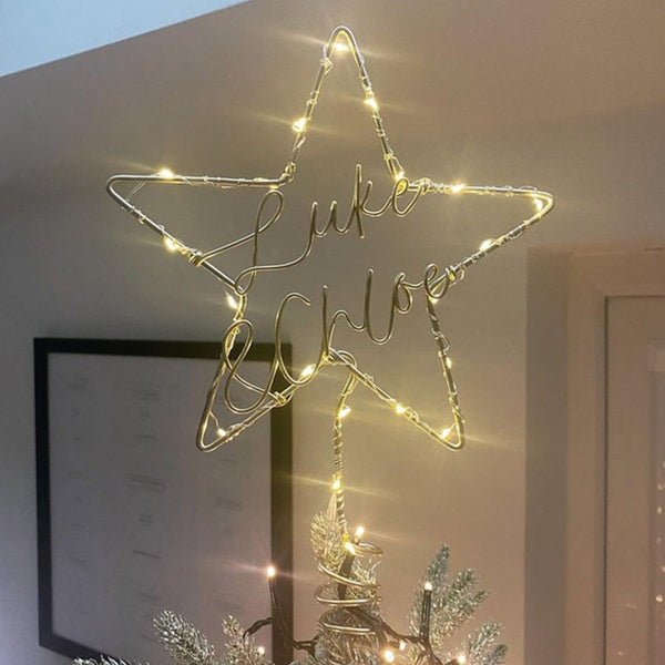 Personalised Christmas tree topper - star tree topper - Surname wire sign