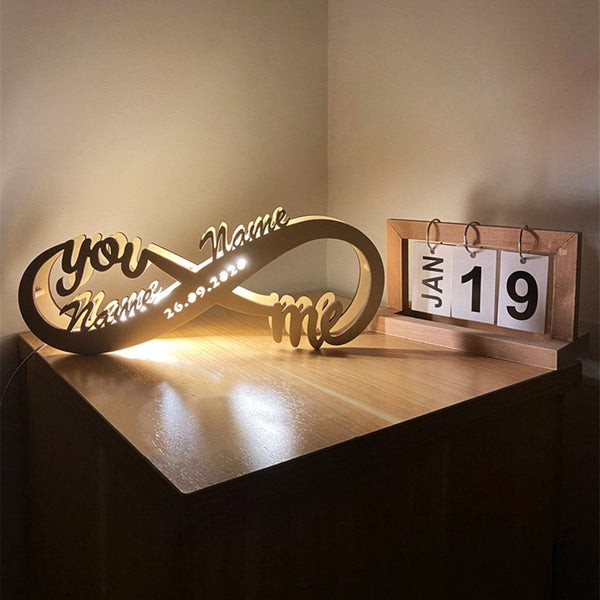 Personalized Wooden Infinity Night, Engraved Wooden Name Nightlight Wedding  Anniversary Gift