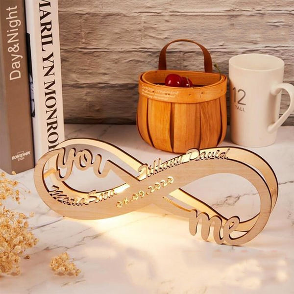 Personalized Wooden Infinity Night, Engraved Wooden Name Nightlight Wedding  Anniversary Gift