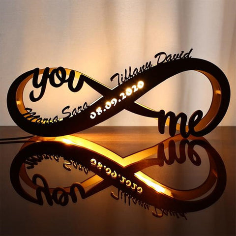 Personalized Wooden Infinity Night, Engraved Wooden Name Nightlight Wedding  Anniversary Gift