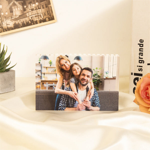 Personalized Customized 2 Photos Rectangle Building Block Puzzle Picture Block Christmas Gifts for Couples