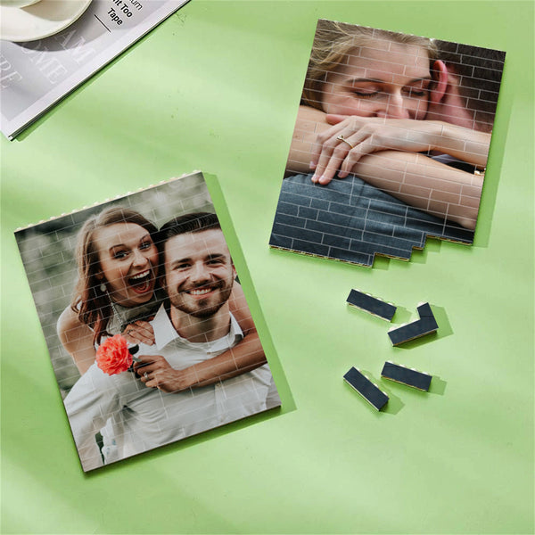 Personalized Customized 2 Photos Rectangle Building Block Puzzle Picture Block Christmas Gifts for Couples