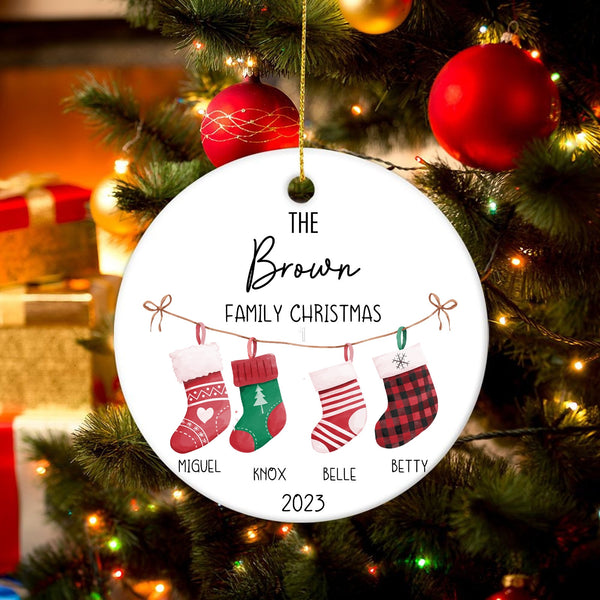 Personalized Family Christmas Ornament, Hanging Stockings Ornament