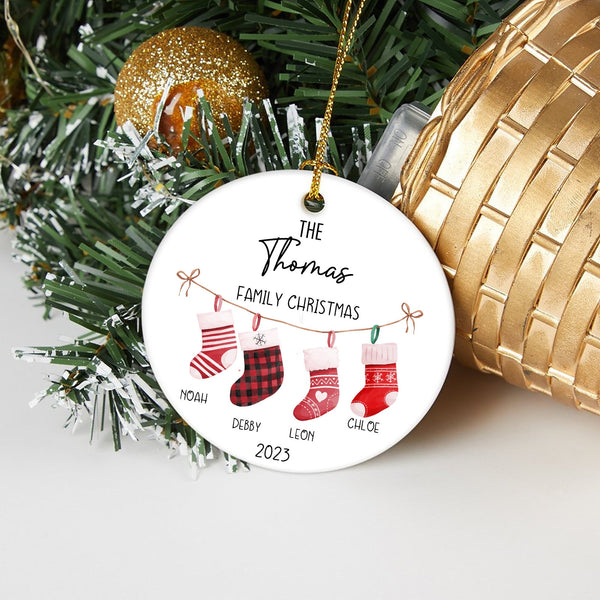 Personalized Family Christmas Ornament, Hanging Stockings Ornament