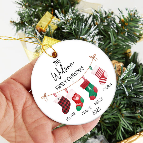 Personalized Family Christmas Ornament, Hanging Stockings Ornament