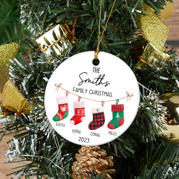 Personalized Family Christmas Ornament, Hanging Stockings Ornament