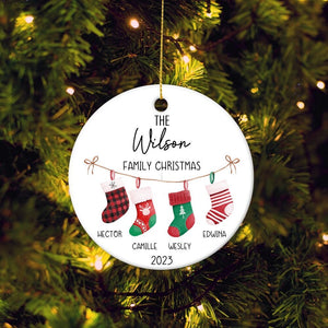 Personalized Family Christmas Ornament, Hanging Stockings Ornament