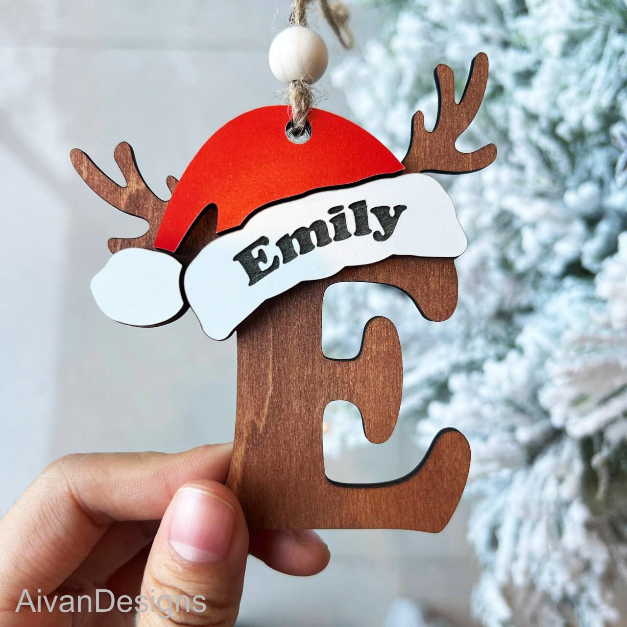 Personalized Christmas Wood Ornament, Custom Name Ornament