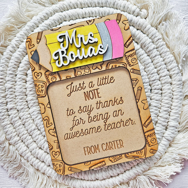 Personalized Teacher Sticky Note Pad Holder | Teacher Appreciation Gift