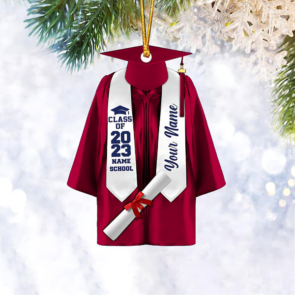 Personalized Graduation Ornament, Color Graduation Gown, School Graduation Ornament Gifts