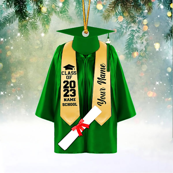 Personalized Graduation Ornament, Color Graduation Gown, School Graduation Ornament Gifts