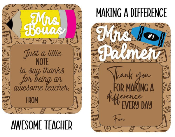 Personalized Teacher Sticky Note Pad Holder | Teacher Appreciation Gift