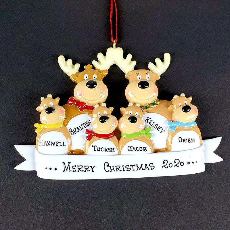 Personalized Reindeer Family Ornament Custom Handwritten Names