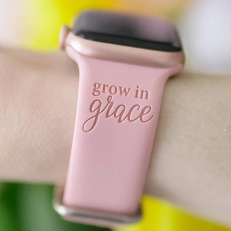 Grow In Grace Engraved Watch Strap Compatible with Apple Watch Bands, Mothers Day Gift, Gifts For Mom