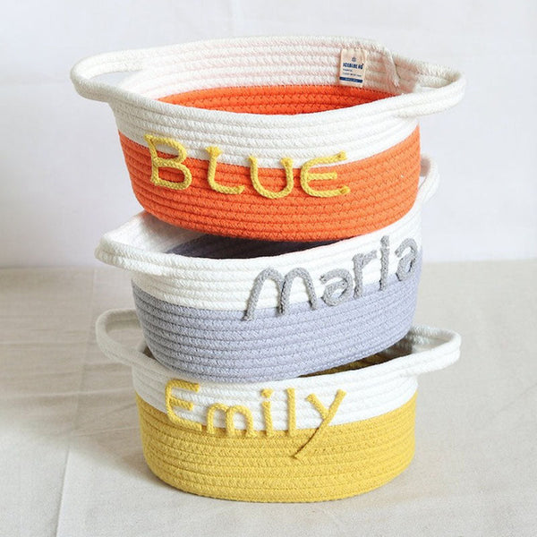 Cotton Woven Rope Personalized Baskets Customized Baby Shower Gift Package Boxes Baskets